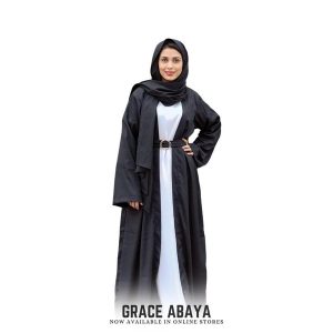 Womens Stitched Grip Plain Abaya black8