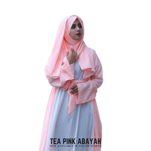 Womens Stitched Grip Plain Abaya pink