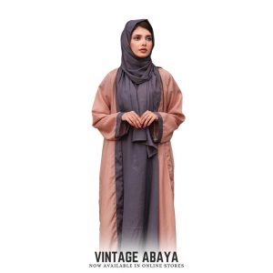Womens Stitched Grip Plain Abaya pink678