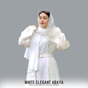 Womens Stitched Grip Plain Abaya white 467 2