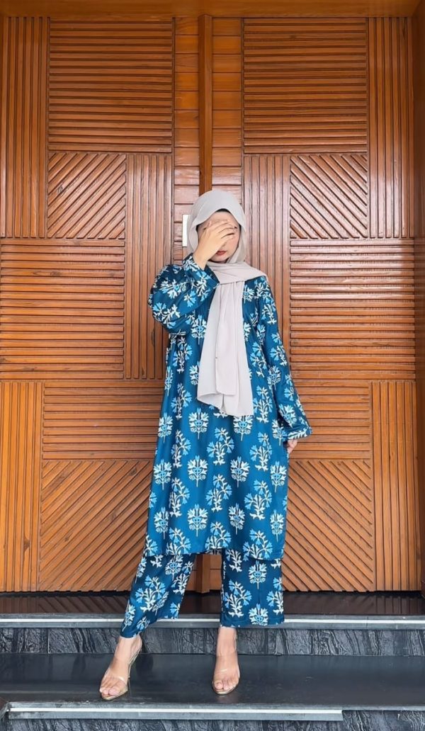Womens Stitched Premium Lilen Suit by Sapphire blue j8