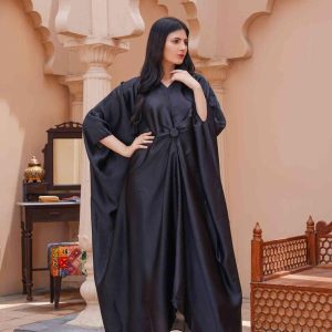 Womens Stitched Silk Kaftan Gown black 43 2