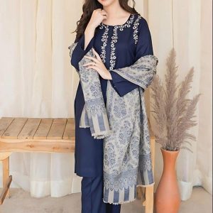 Womens Unstitched Dhanak Embroidered Suit by DYOT 4 5 6