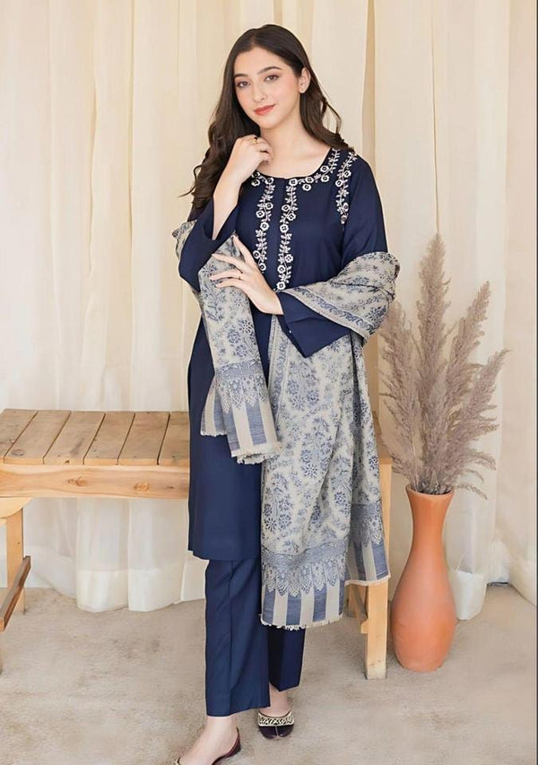 Womens Unstitched Dhanak Embroidered Suit by DYOT 4 5 6