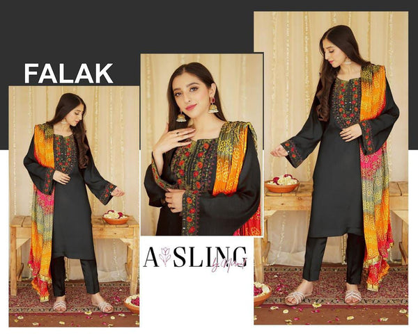 Womens Unstitched Dhanak Embroidered Suit by DYOT 5 7