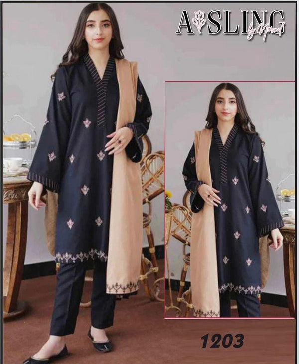Womens Unstitched Embroidered Dhanak Suit by A SLING 23w 4