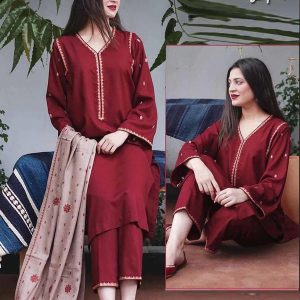Womens Unstitched Embroidered Dhanak Suit by A SLING 5 4r