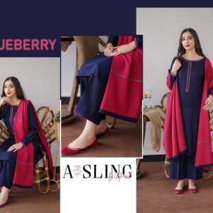Womens Unstitched Embroidered Dhanak Suit by A SLING 5 red 14 4rf