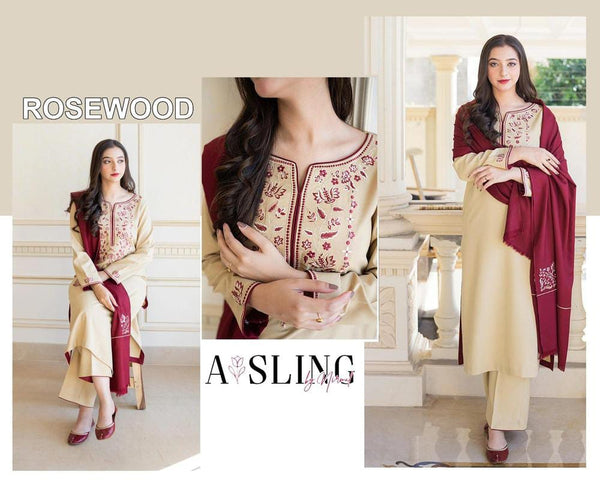 Womens Unstitched Embroidered Dhanak Suit by A SLING 5 red 144r