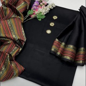 Womens Unstitched Jacquard Suit black 8u