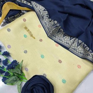 Womens Unstitched Jacquard Suit blue 4t 6y