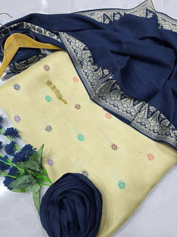 Womens Unstitched Jacquard Suit blue 4t 6y