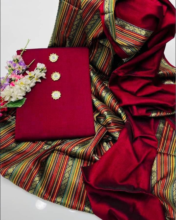 Womens Unstitched Jacquard Suit red 8u 6fu8