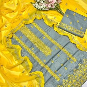 Womens Unstitched Khaddar Calligraphy Suit by KHADDI grey 6y tb3