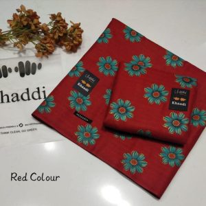 Womens Unstitched Khaddar Calligraphy Suit by KHADDI red 4t y77