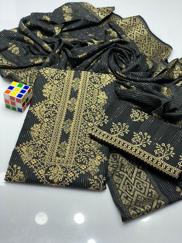 Womens Unstitched Khaddar Chikankari Embroidered Suit 6t hpu7