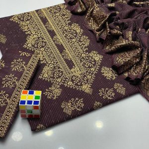 Womens Unstitched Khaddar Chikankari Embroidered Suit 6t u7