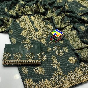 Womens Unstitched Khaddar Chikankari Embroidered Suit green 6hp u7