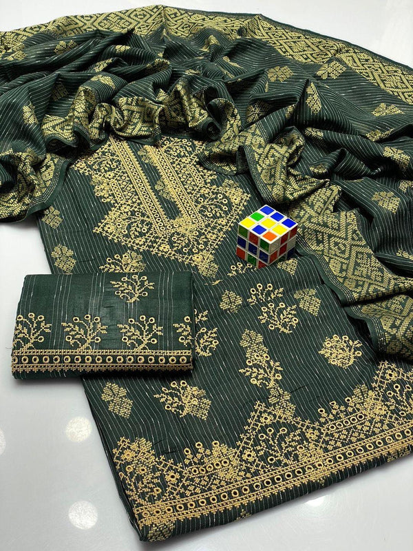 Womens Unstitched Khaddar Chikankari Embroidered Suit green 6hp u7