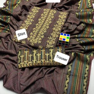 Womens Unstitched Khaddar Chikankari Embroidered t175t