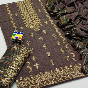 Womens Unstitched Khaddar Chikankari Embroidered t7u
