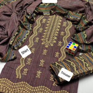 Womens Unstitched Khaddar Chikankari Embroidered y675t