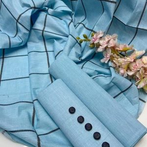 Womens Unstitched Khaddar Plain Suit blue ba7