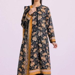 Womens Unstitched Khaddar Printed Suit ETHNIC black 83 6 9