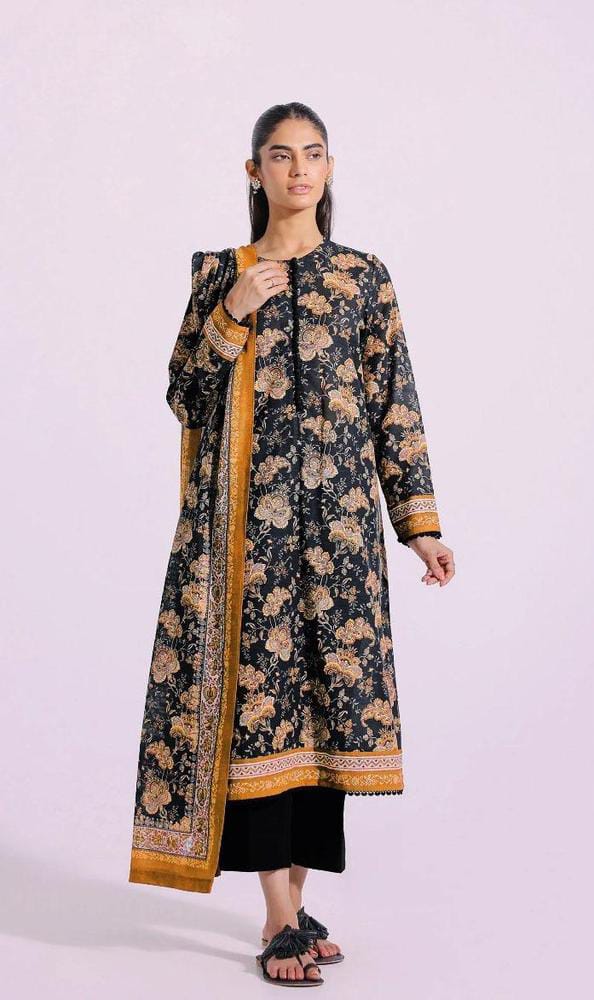 Womens Unstitched Khaddar Printed Suit ETHNIC black 83 6 9