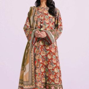 Womens Unstitched Khaddar Printed Suit ETHNIC brown 83 6 9