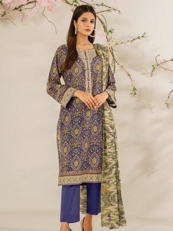 Womens Unstitched Linen Printed Suit by ZARMEEN and EMAAN grey 846y