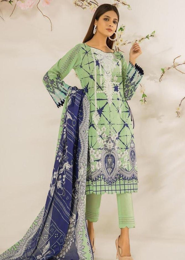 Womens Unstitched Linen Printed Suit by ZARMEEN and EMAAN white 46y