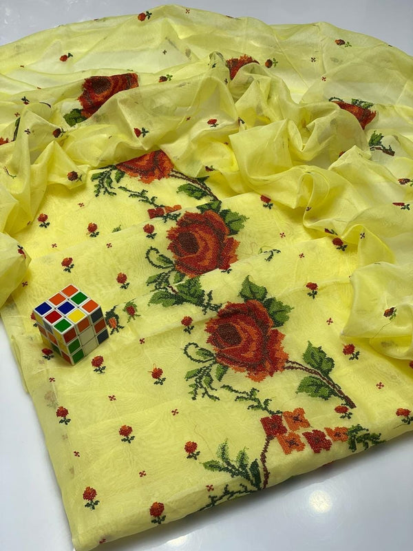 Womens Unstitched Organza Applique Suit 5t ym8