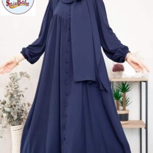 Georgette Plain Sultan Abaya with Stoler Blue2