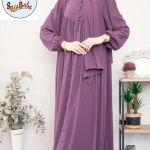 Georgette Plain Sultan Abaya with Stoler Pink1