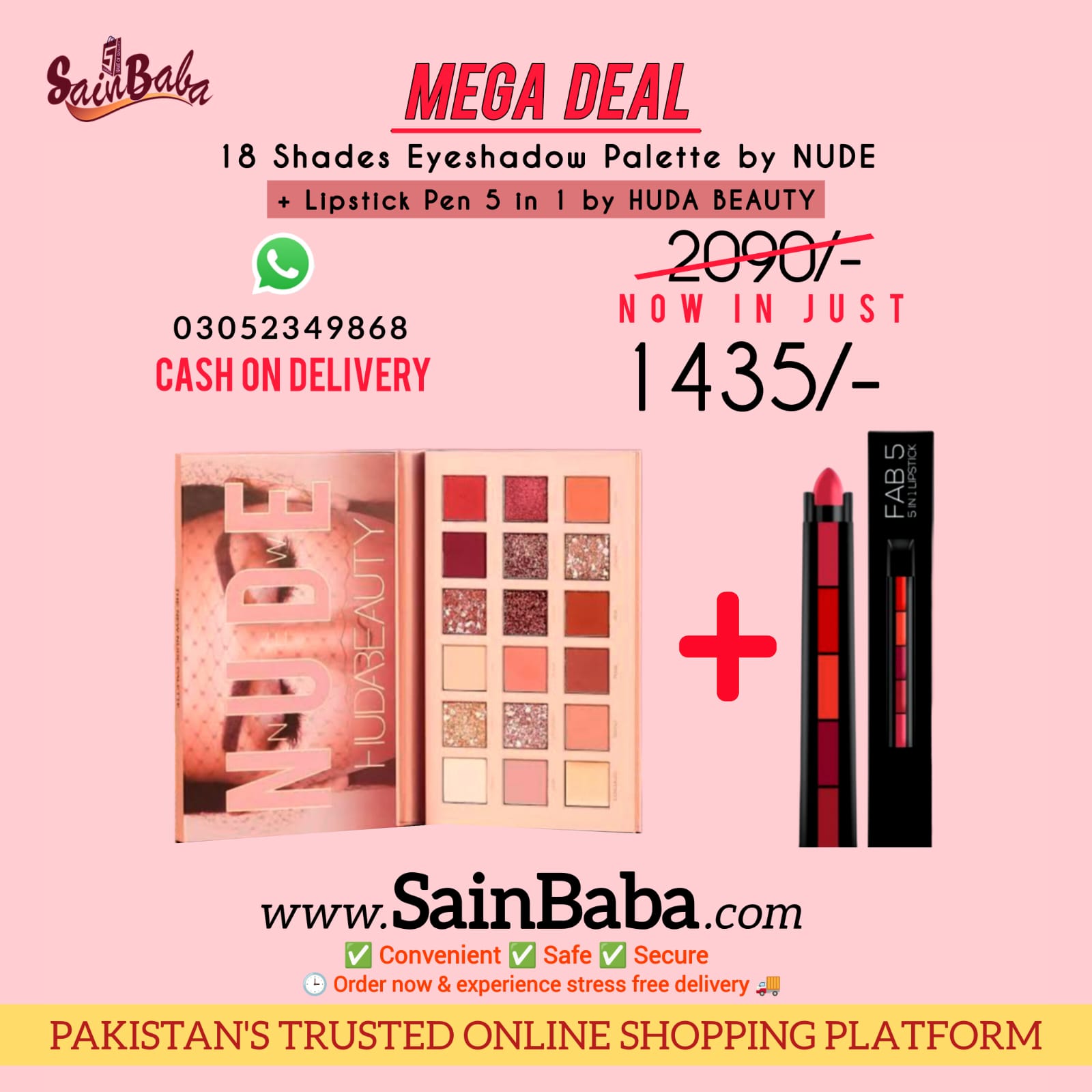 NUDE Eyeshadow Palette and HUDA BEAUTY Lipstick Pen Deal