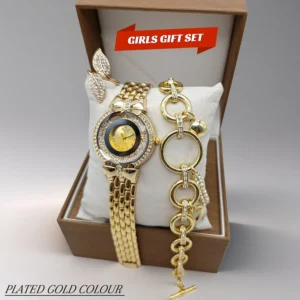 Women's Diamond Stone Jewelry Watch | Bracelet & Ring Gift Set