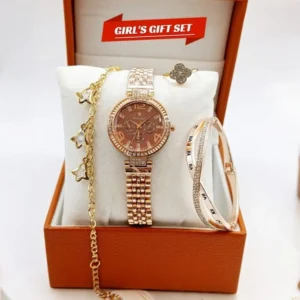 Rolex Women's Diamond Stone Jewelry Watch | Bangle-Bracelet & Ring Gift Set