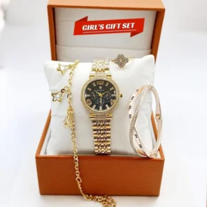 Rolex Women's Diamond Stone Jewelry Watch | Bangle-Bracelet & Ring Gift Set