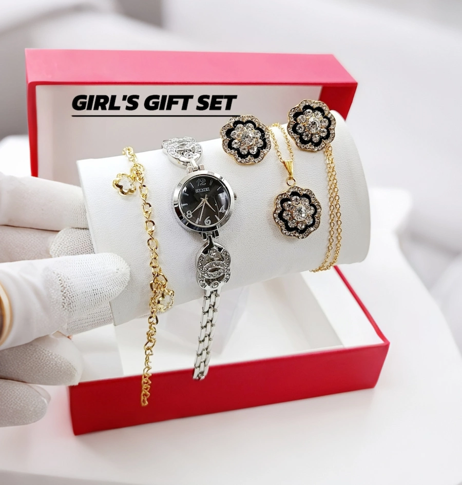SKMEI Women's Stone Jewelry Watch | 5-Piece Luxury Gift Set