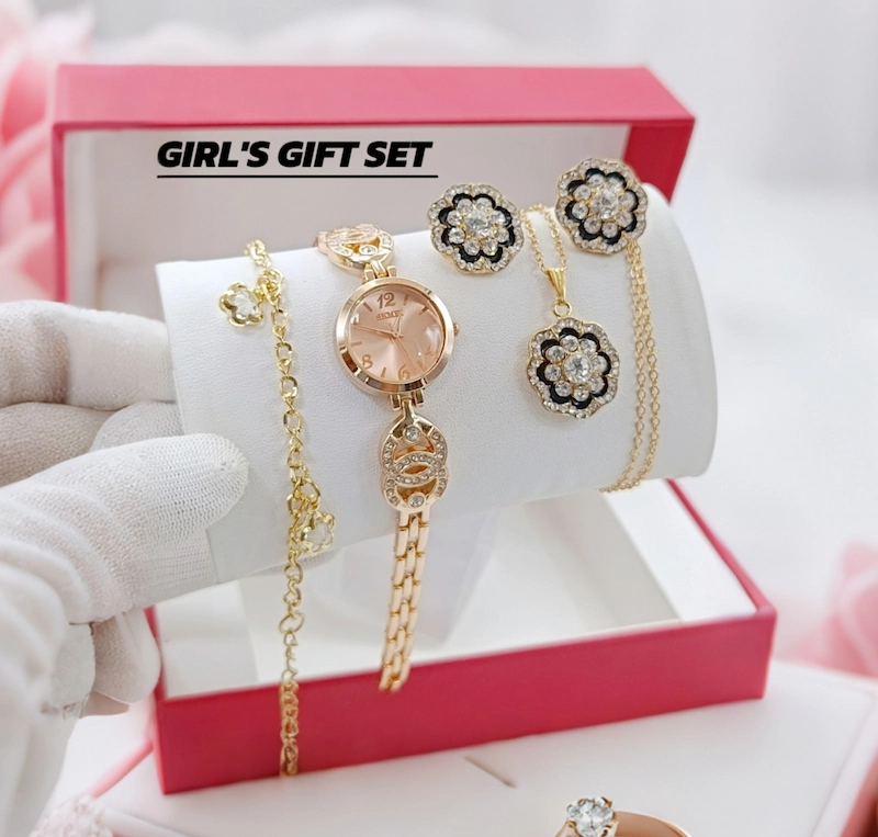 SKMEI Women's Stone Jewelry Watch | 5-Piece Luxury Gift Set