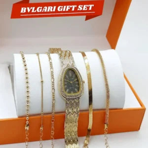 BVLGARI Women's Diamond Stone Jewelry Watch | 5-Piece Gold Bracelet Gift Set