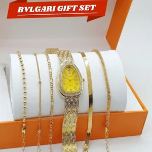 BVLGARI Women's Diamond Stone Jewelry Watch | 5-Piece Gold Bracelet Gift Set