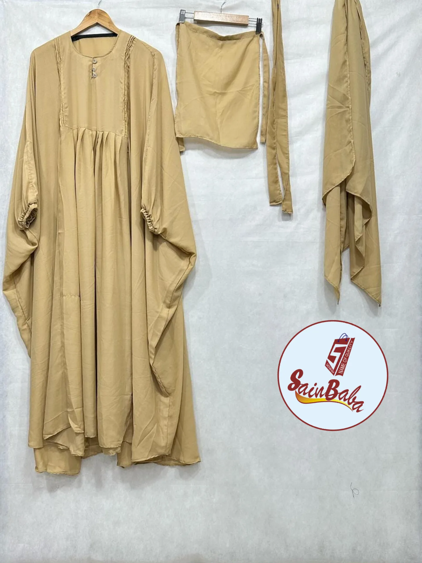 Women's Caftan Abaya 4-Piece Set | Scarf, Gown, Niqab & Belt