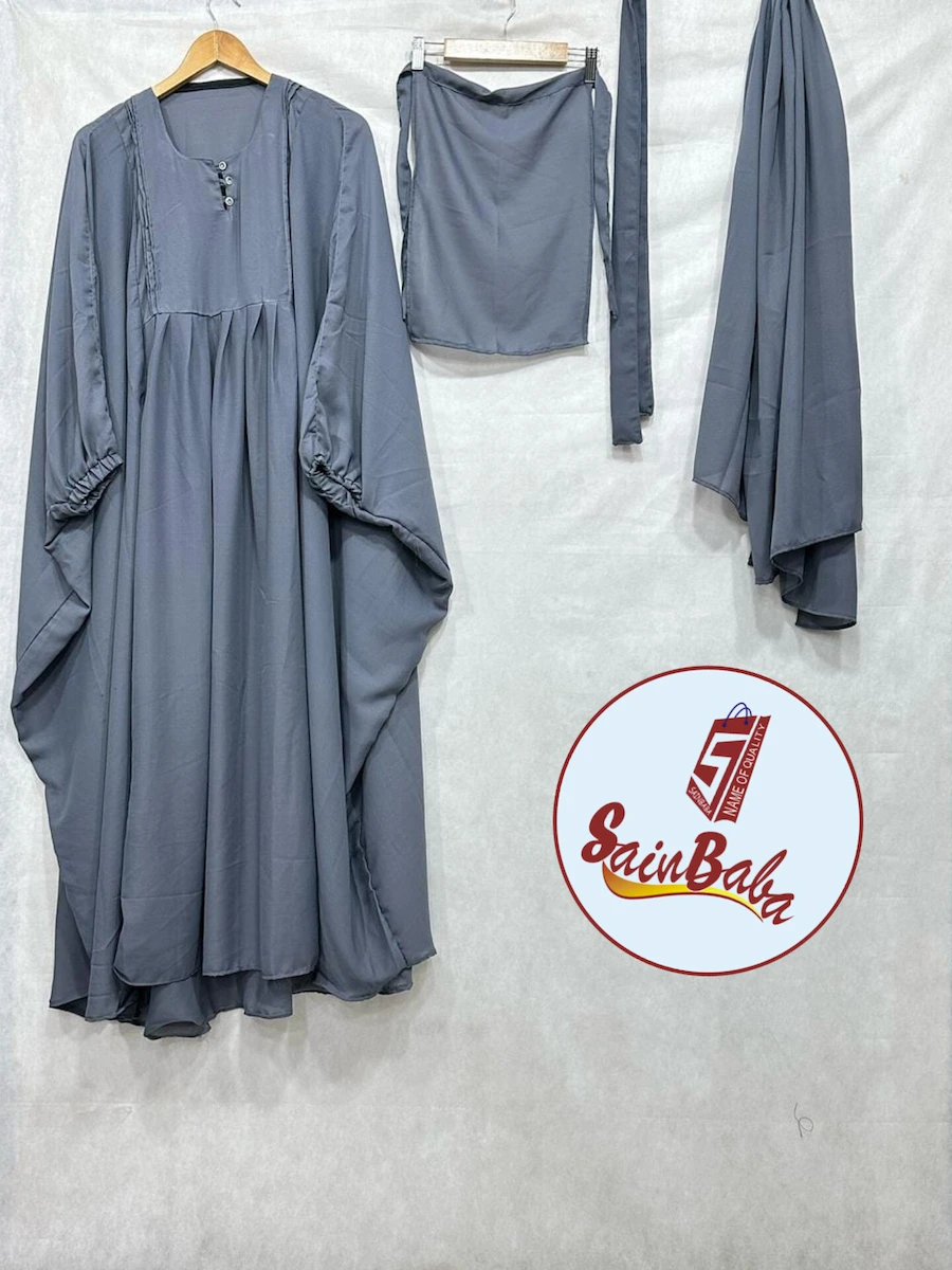 Women's Caftan Abaya 4-Piece Set | Scarf, Gown, Niqab & Belt - Image 10