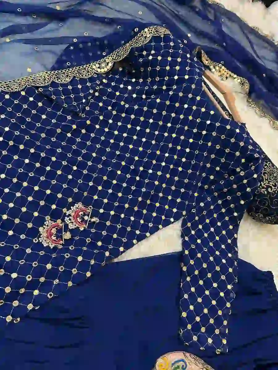 Women's Stitched Fancy Sequins Embroidered 3Pcs Suit | Cutwork Dupatta with Garara - Image 3