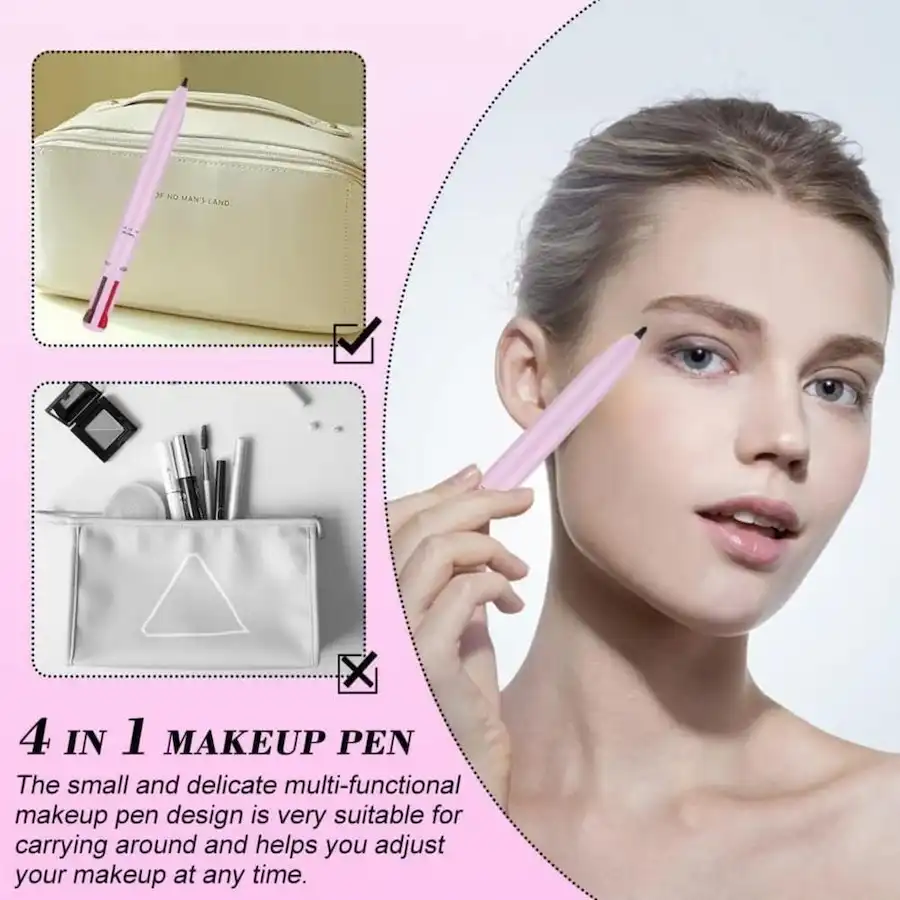 4-in-1 Makeup Pen | Eyeliner, Lip Liner, Brow Pencil & Highlighter Combo - Image 3