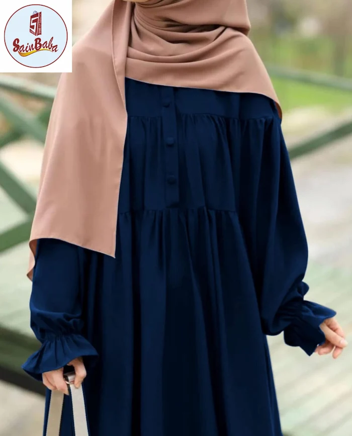 Georgette Plain Abaya with Stoller | Elegant & Modest Wear - Image 2