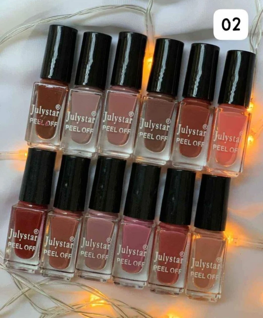 Julystar 12-Piece Peel-Off Nail Polish Set | Multicolor Long-Lasting Shine
