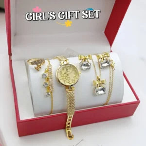 Women's Diamond Stone Jewelry Watch Set | With Complete Jewelery Set